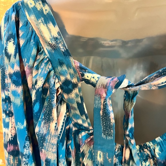 NWT Savanna Jane Turquoise Aztec Southwest Blouse 2X NEW Unique Tie In Back - Picture 9 of 16